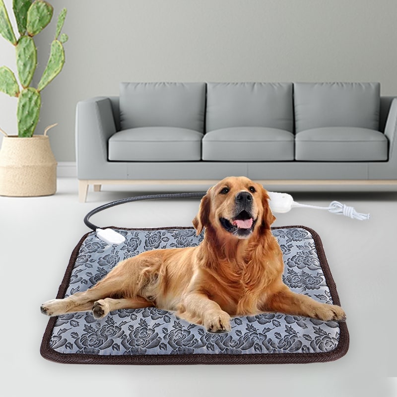 Almohadilla eléctrica térmica para mascotas con diseño floral
