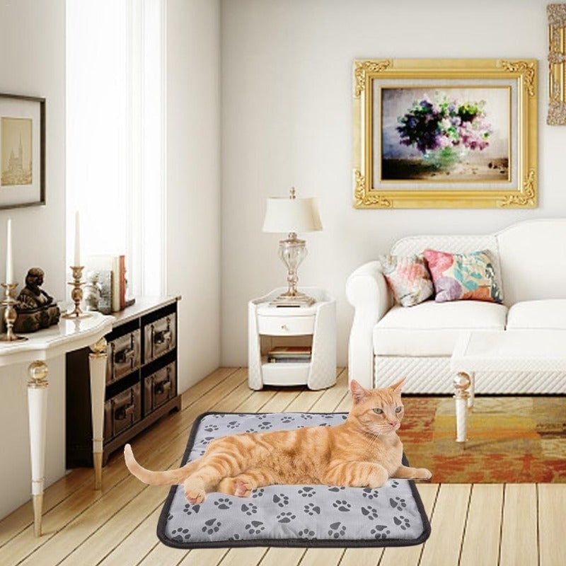 Almohadilla eléctrica térmica para mascotas con diseño floral