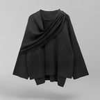 Damponcho med draperad halsringning