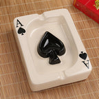 Poker Card Ceramic Ashtray Set with Heart and Spade Embossed Designs