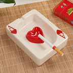 Poker Card Ceramic Ashtray Set with Heart and Spade Embossed Designs