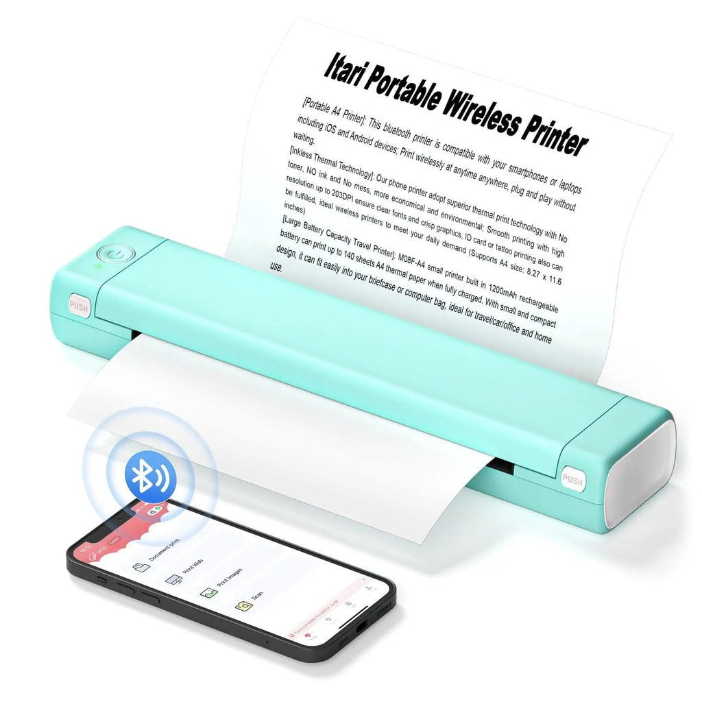 Tragbarer A4-Thermodrucker mit Bluetooth und tintenlosem Druck