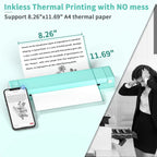Tragbarer A4-Thermodrucker mit Bluetooth und tintenlosem Druck