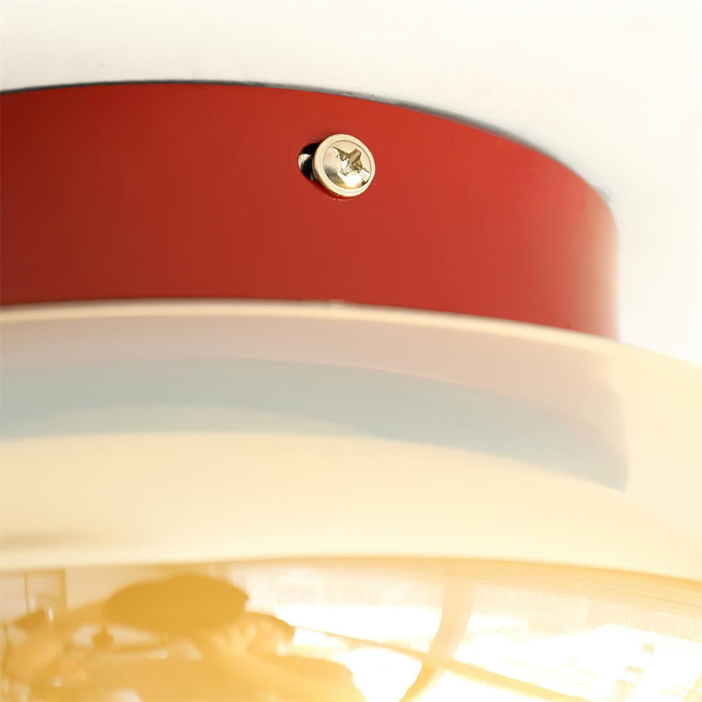 Rund loftslampe i glas til planmontering