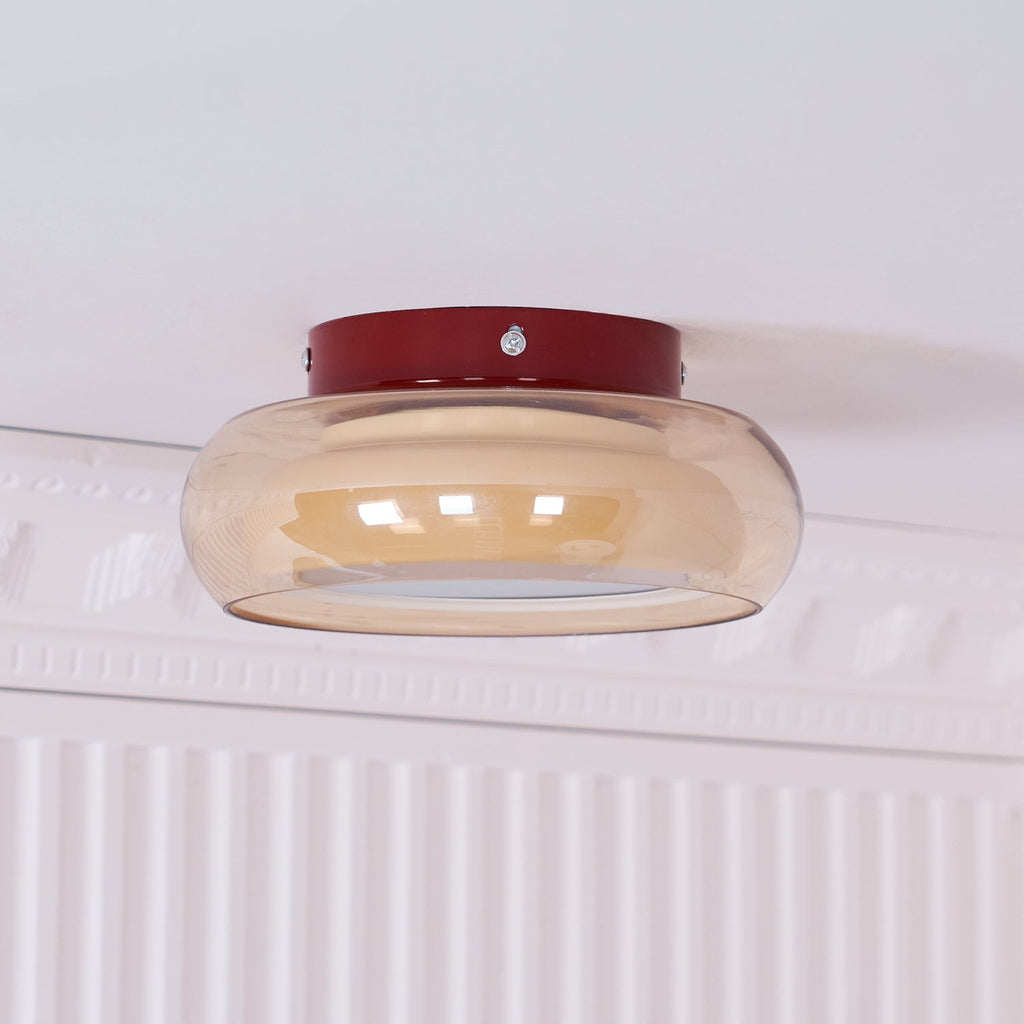 Rund loftslampe i glas til planmontering