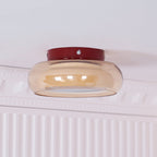 Rund loftslampe i glas til planmontering