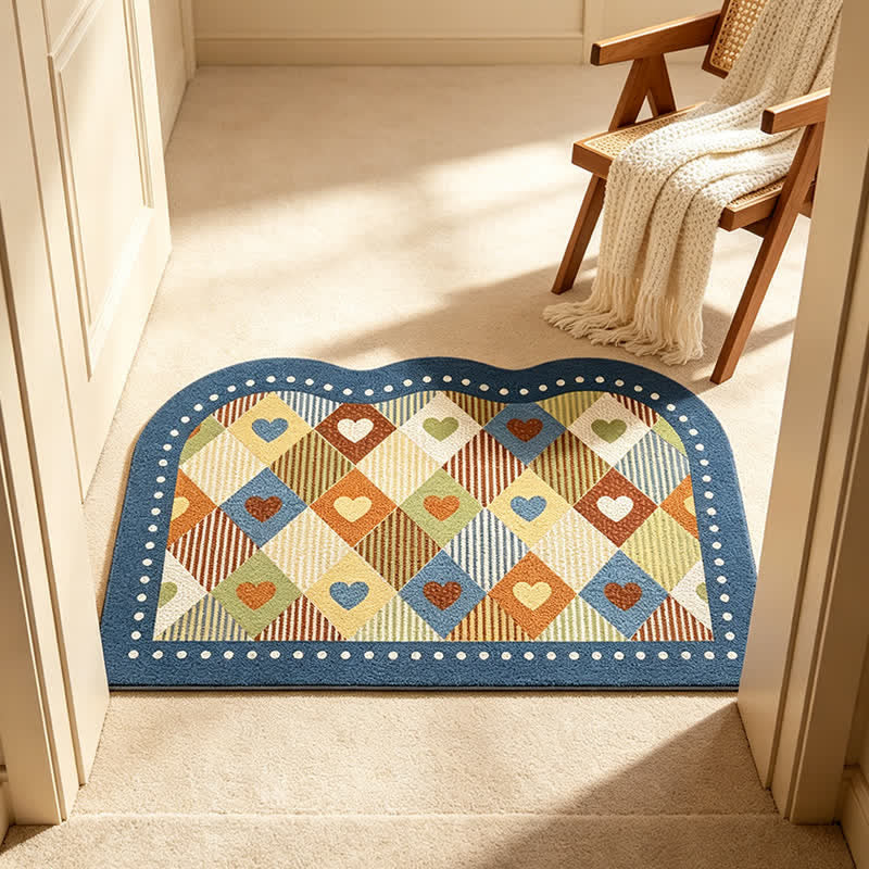 Herz-Patchwork-Eingangsteppich