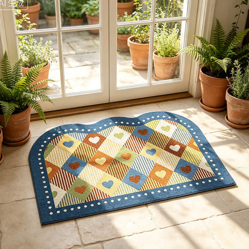 Herz-Patchwork-Eingangsteppich