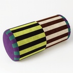 Coussin cylindrique matelassé à patchwork rayé