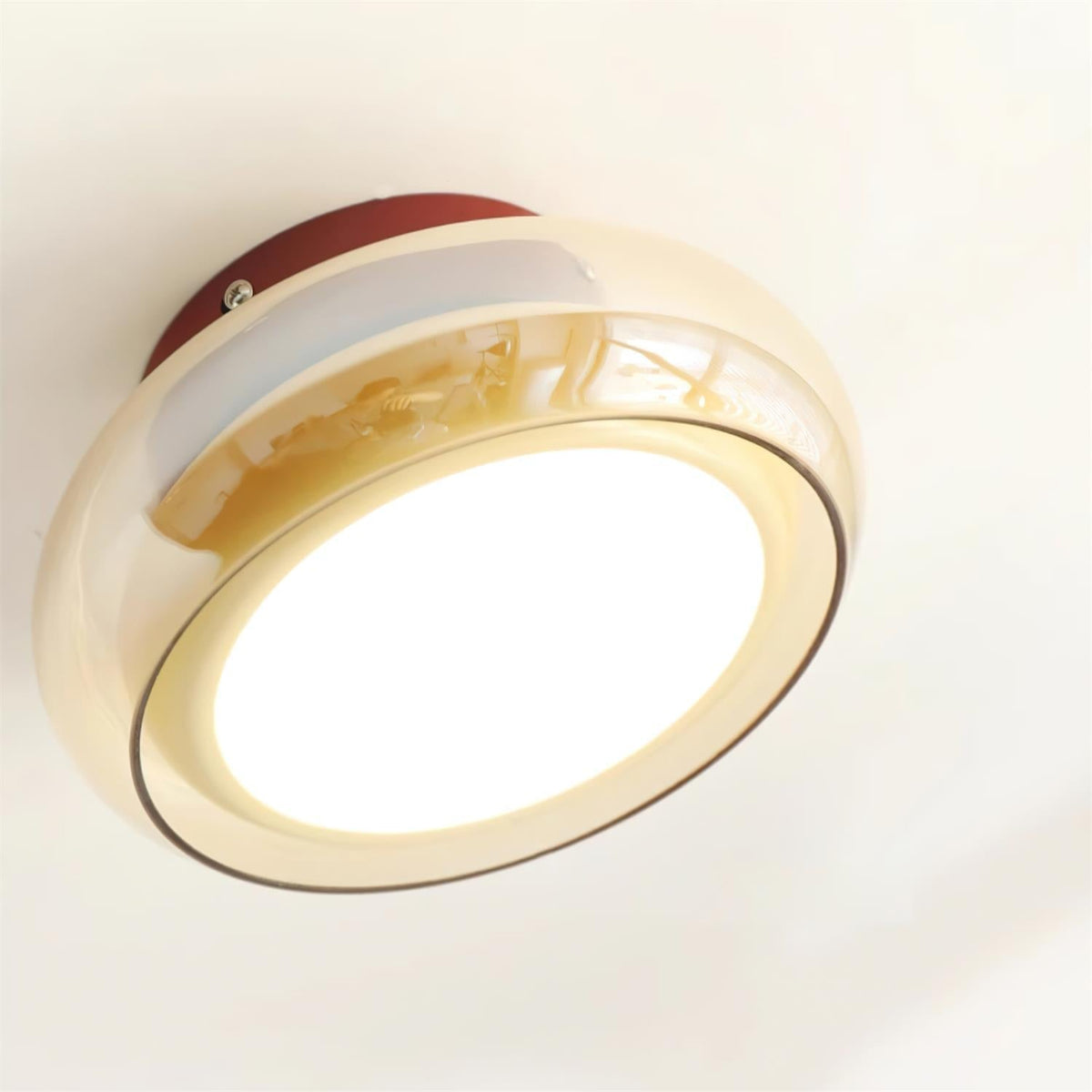 Rund loftslampe i glas til planmontering