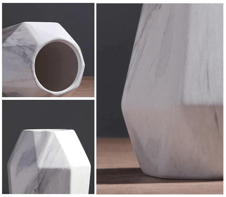 Geometrisk keramisk vase med marmoreffekt