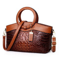 Sac à main structuré pour femme en cuir gaufré façon crocodile