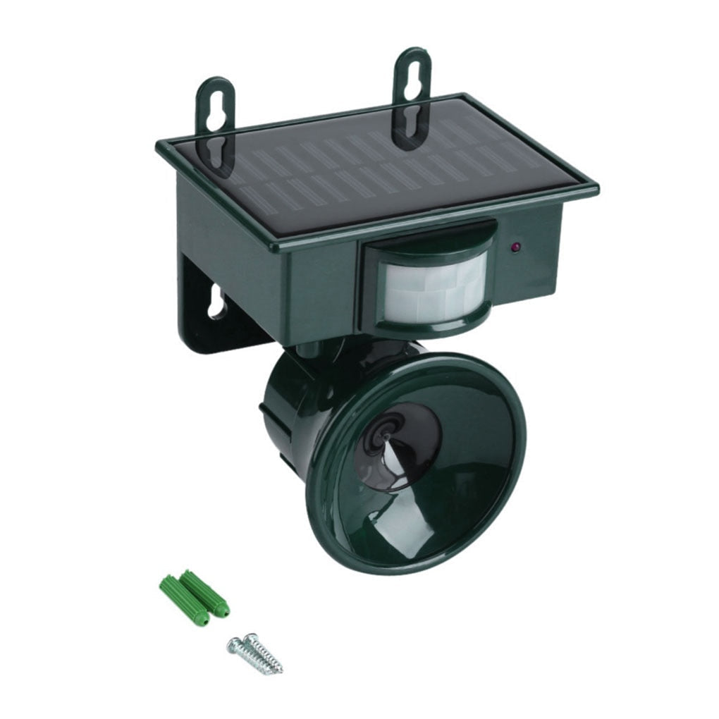 Ahuyentador de aves con sensor de movimiento para exteriores y modos de sonido ajustables