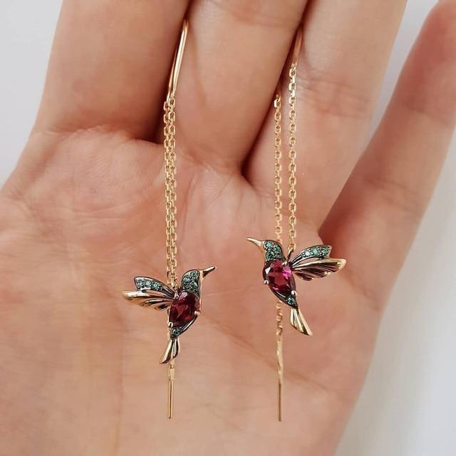 Hummingbird-hängörhängen för kvinnor med kristall och tråd