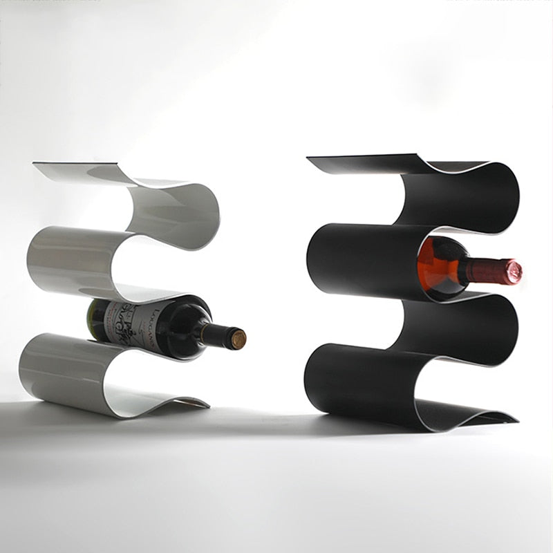Sculptural Metal Wine Bottle Holder