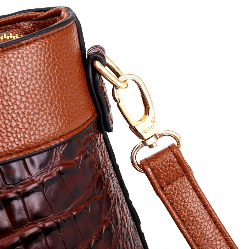 Sac à main structuré pour femme en cuir gaufré façon crocodile