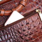 Sac à main structuré pour femme en cuir gaufré façon crocodile