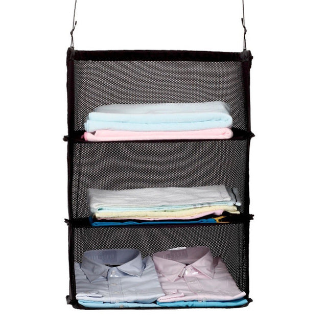 Organizador de maleta colgante de 3 niveles para desempacar fácilmente