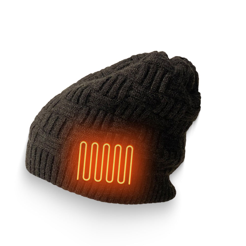 Bonnet tricoté chauffant rechargeable