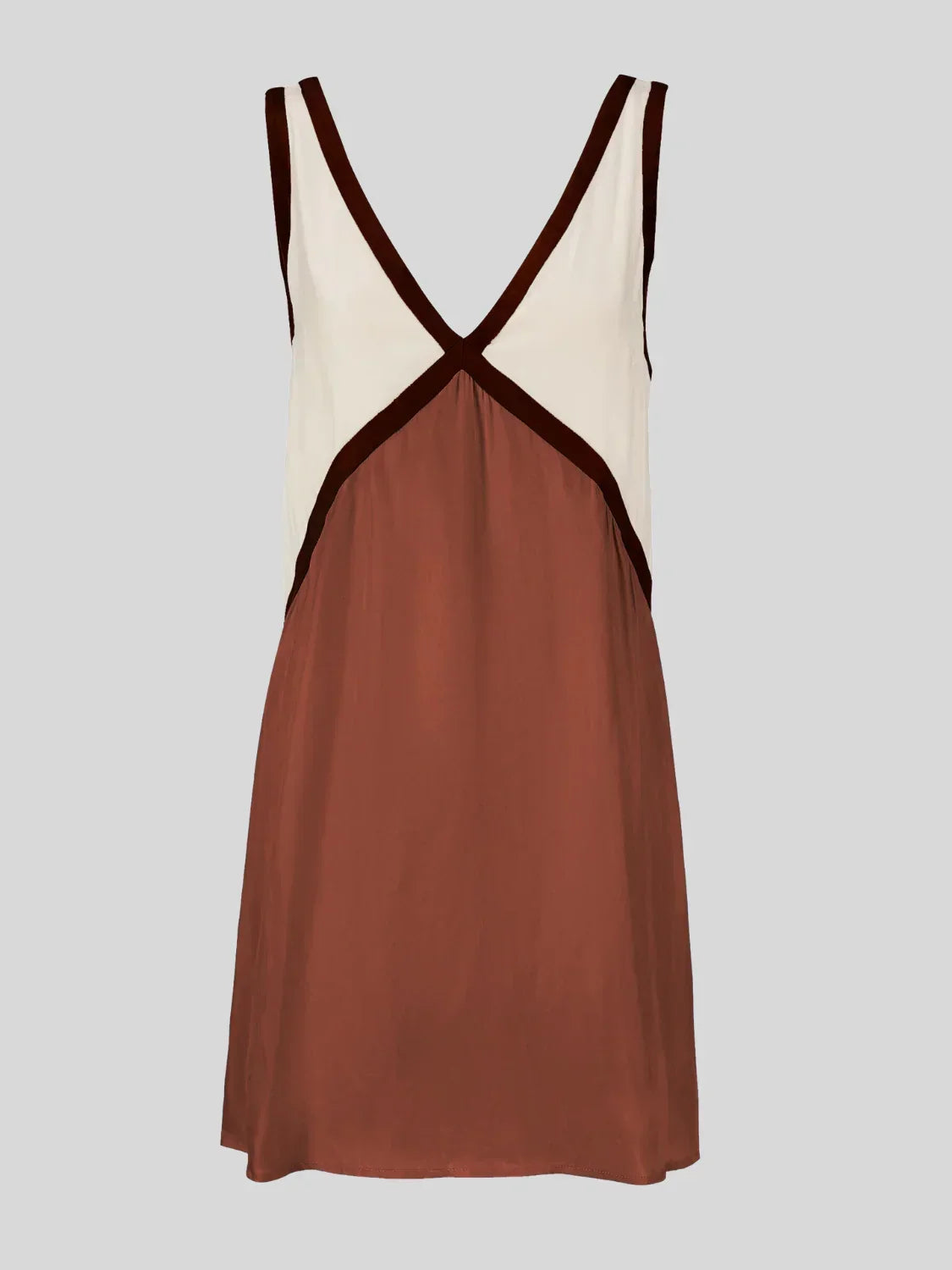 Robe mini décontractée sans manches à col V et à blocs de couleurs pour femmes