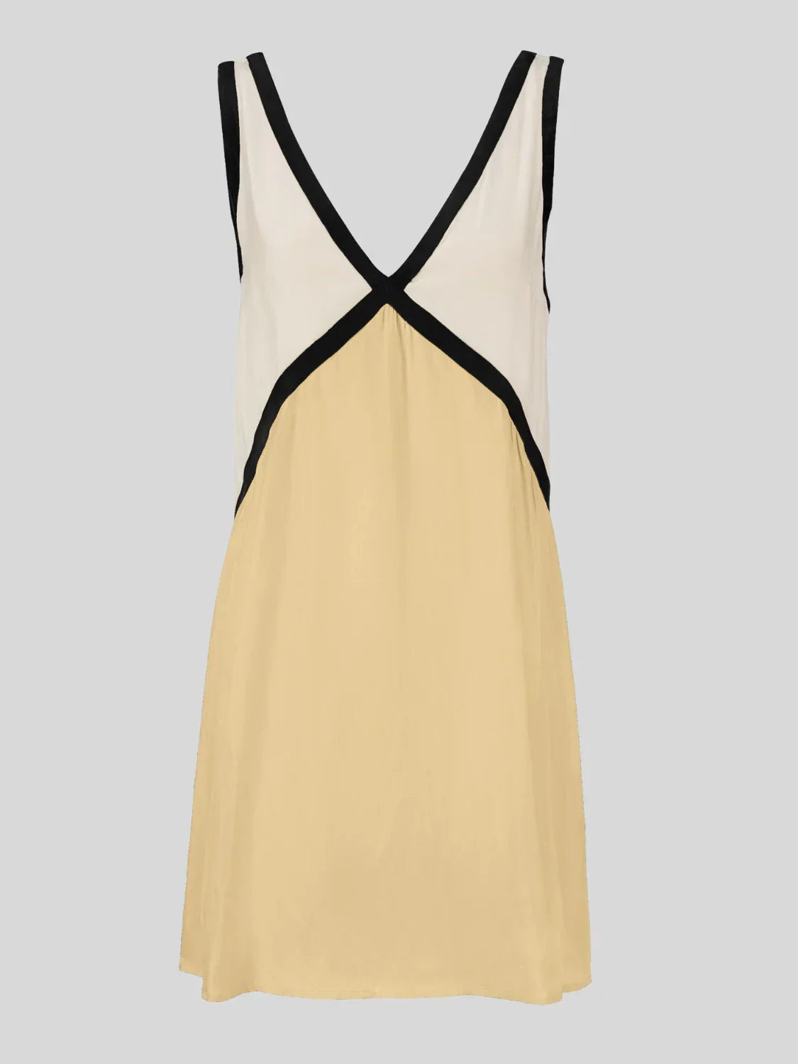 Robe mini décontractée sans manches à col V et à blocs de couleurs pour femmes