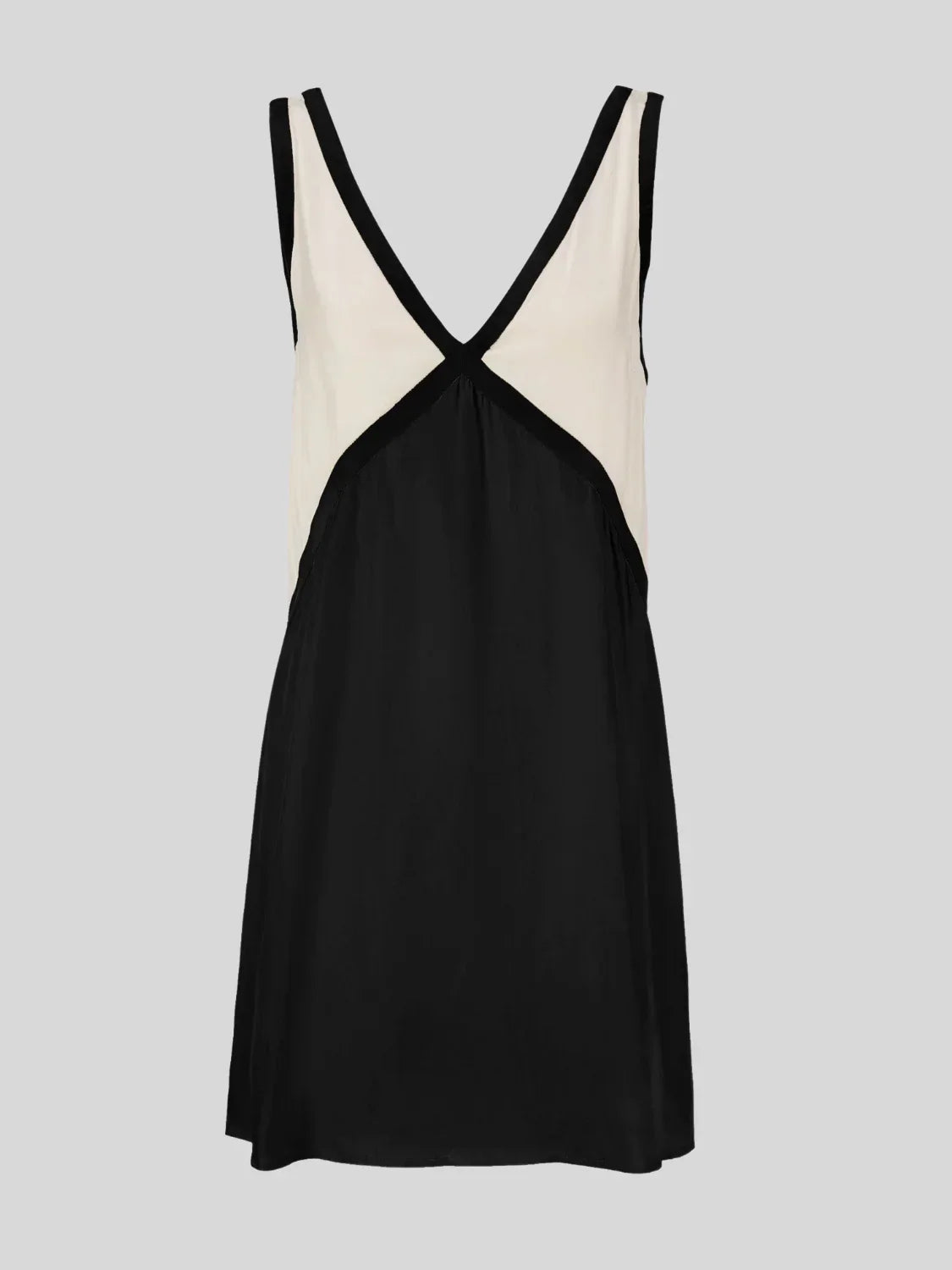 Robe mini décontractée sans manches à col V et à blocs de couleurs pour femmes