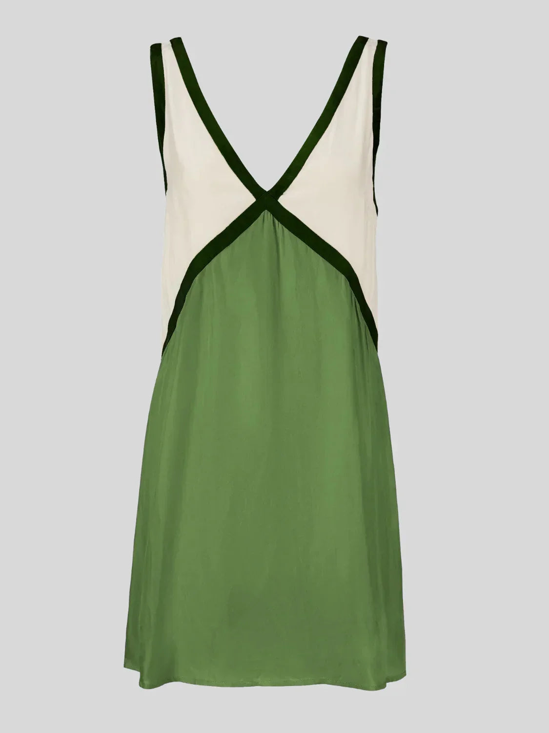 Robe mini décontractée sans manches à col V et à blocs de couleurs pour femmes