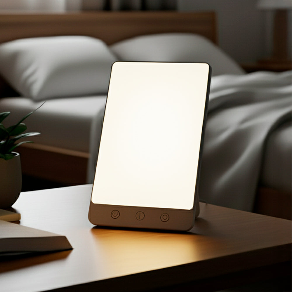 Lysterapi-lampe mod vinterdepression med 10.000 lux, justerbar lysstyrke og timer