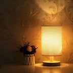 Solid Wood Table Lamp with Linen Shade