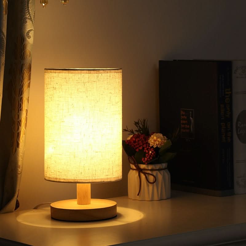Solid Wood Table Lamp with Linen Shade