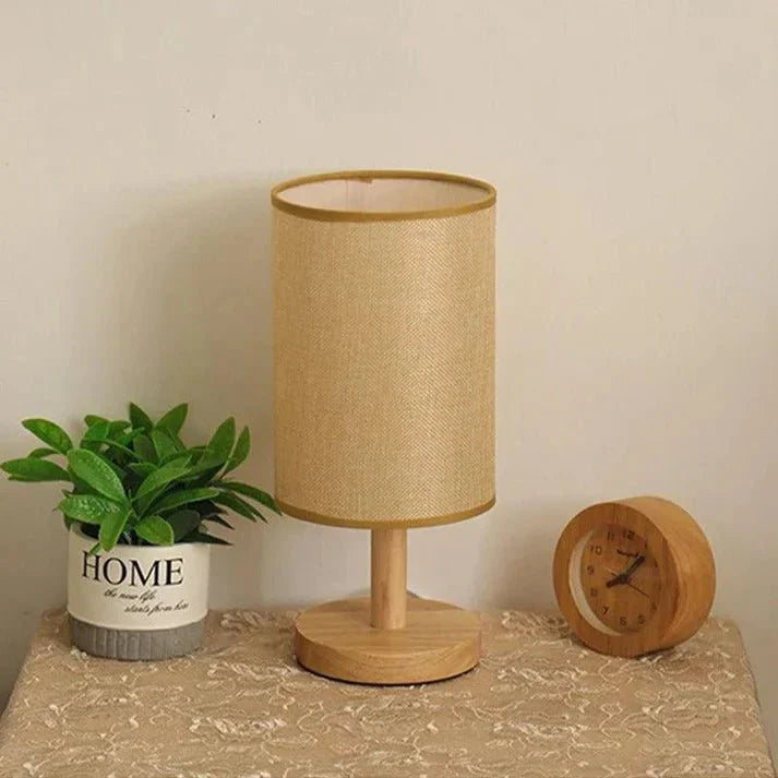 Solid Wood Table Lamp with Linen Shade