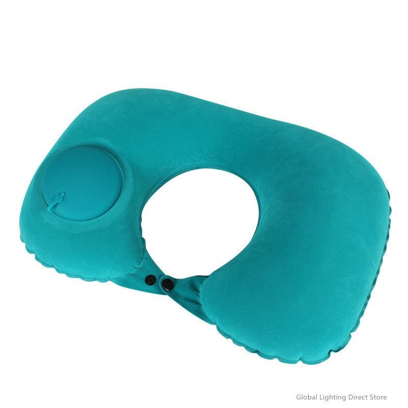 Almohada de viaje autoinflable para el cuello