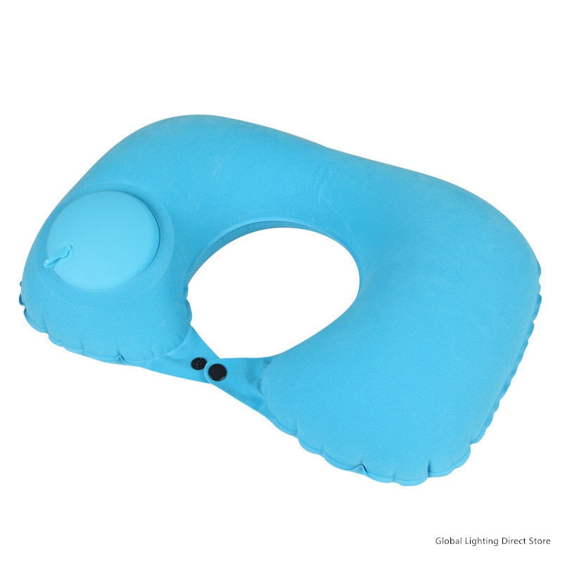 Almohada de viaje autoinflable para el cuello