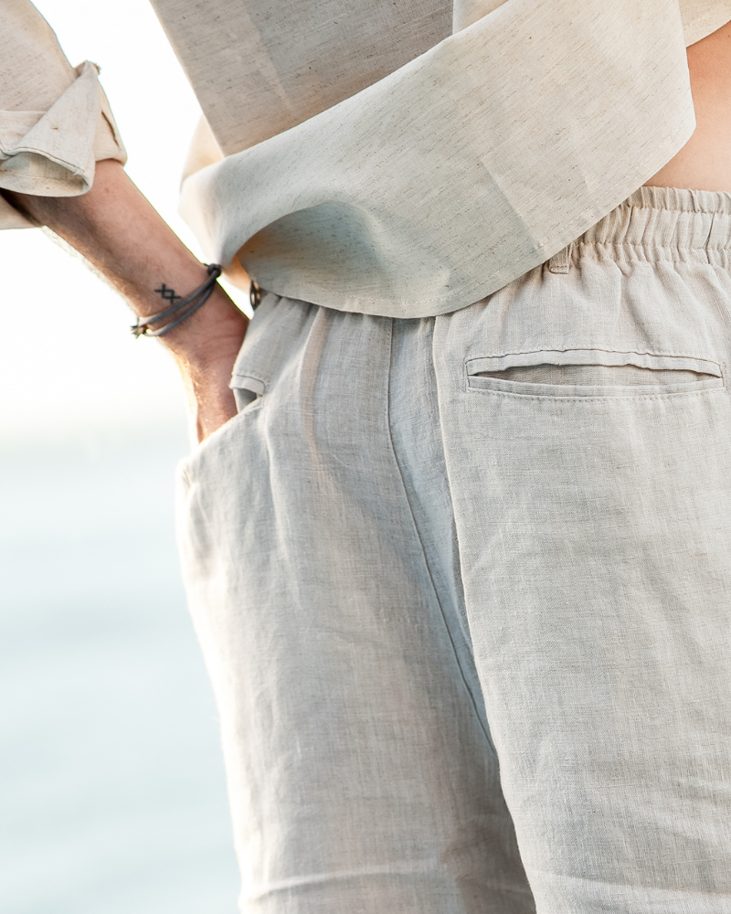 Men's Linen Blend Shorts with Relaxed Fit for Summer Comfort