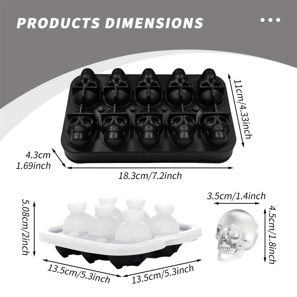 Stampo in silicone per cubetti di ghiaccio a forma di teschio con sei stampi grandi