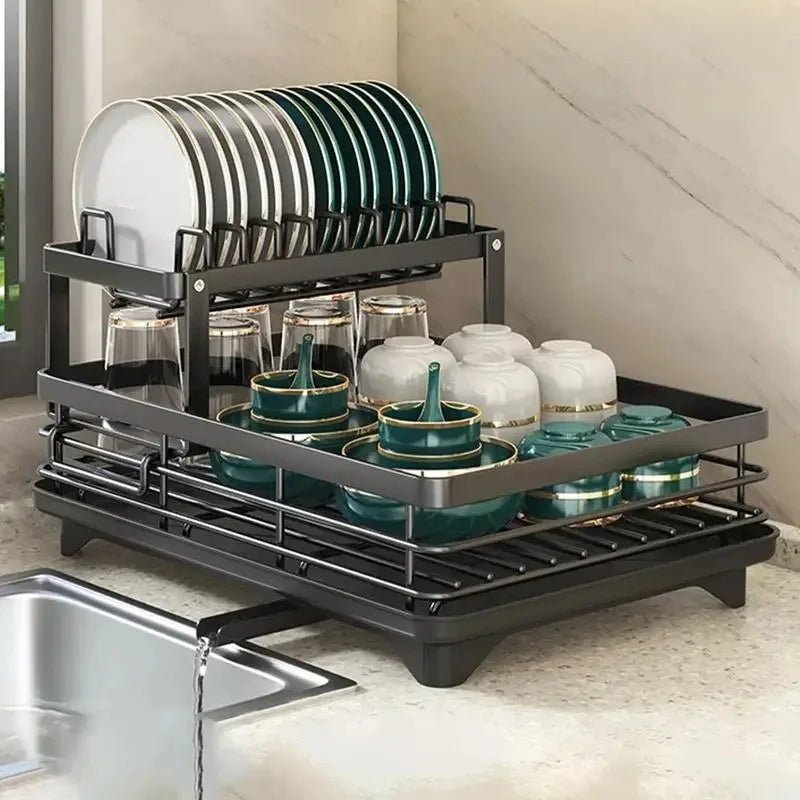 Égouttoir à vaisselle pliable en métal au design gain de place