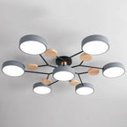 Modern LED-taklampa med flera armar, halvt infälld