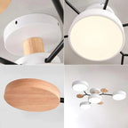 Modern LED-taklampa med flera armar, halvt infälld