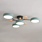 Modern LED-taklampa med flera armar, halvt infälld