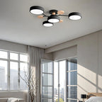Modern LED-taklampa med flera armar, halvt infälld