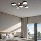 Modern LED-taklampa med flera armar, halvt infälld