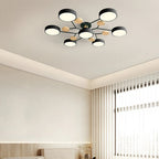 Modern LED-taklampa med flera armar, halvt infälld