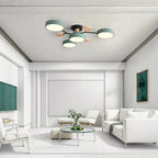 Modern LED-taklampa med flera armar, halvt infälld