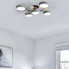 Modern LED-taklampa med flera armar, halvt infälld