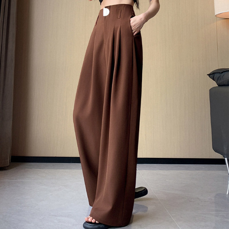 Women's High-Waist Pleated Wide-Leg Trousers