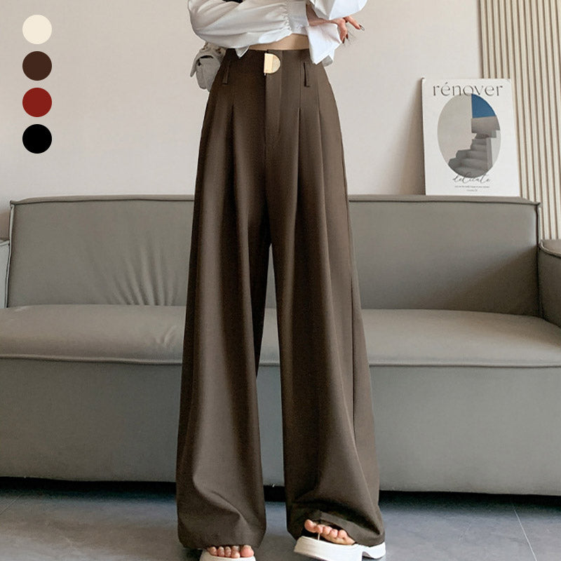 Women's High-Waist Pleated Wide-Leg Trousers