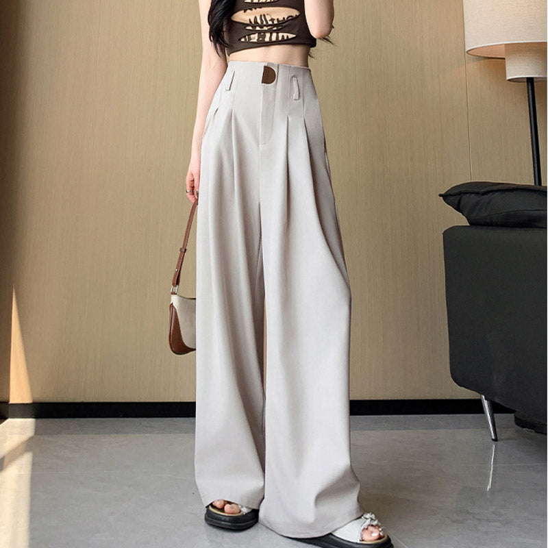 Women's High-Waist Pleated Wide-Leg Trousers