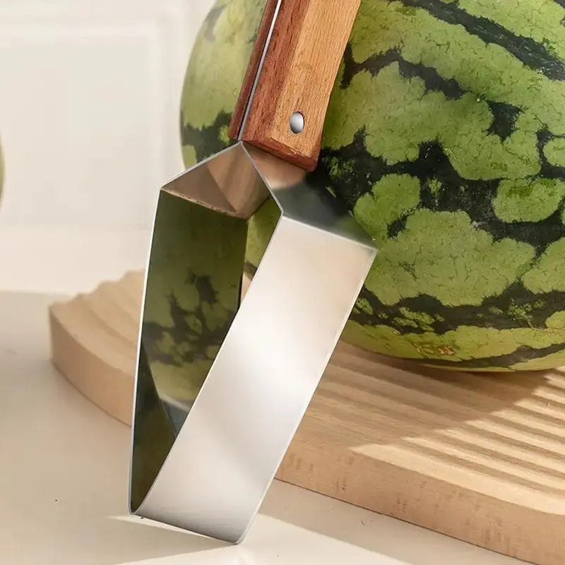 Vandmelon- og frugtskærer i rustfrit stål med træhåndtag