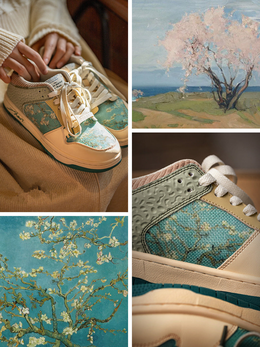 Sneakers basse con lacci e stampa floreale