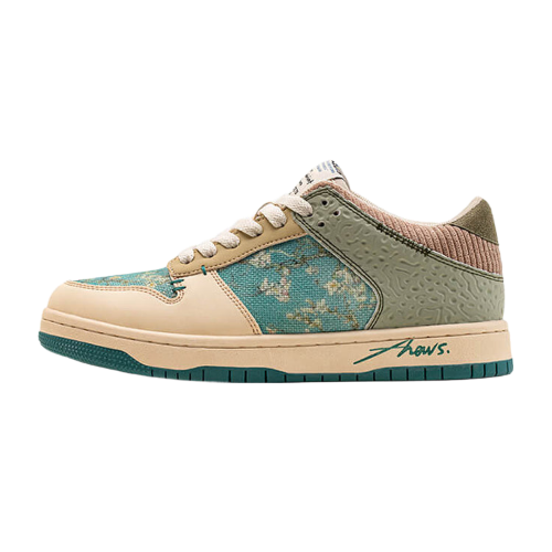 Sneakers basse con lacci e stampa floreale